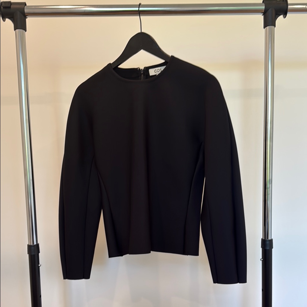 Cos Black Neoprene Structured Long Sleeve Top
